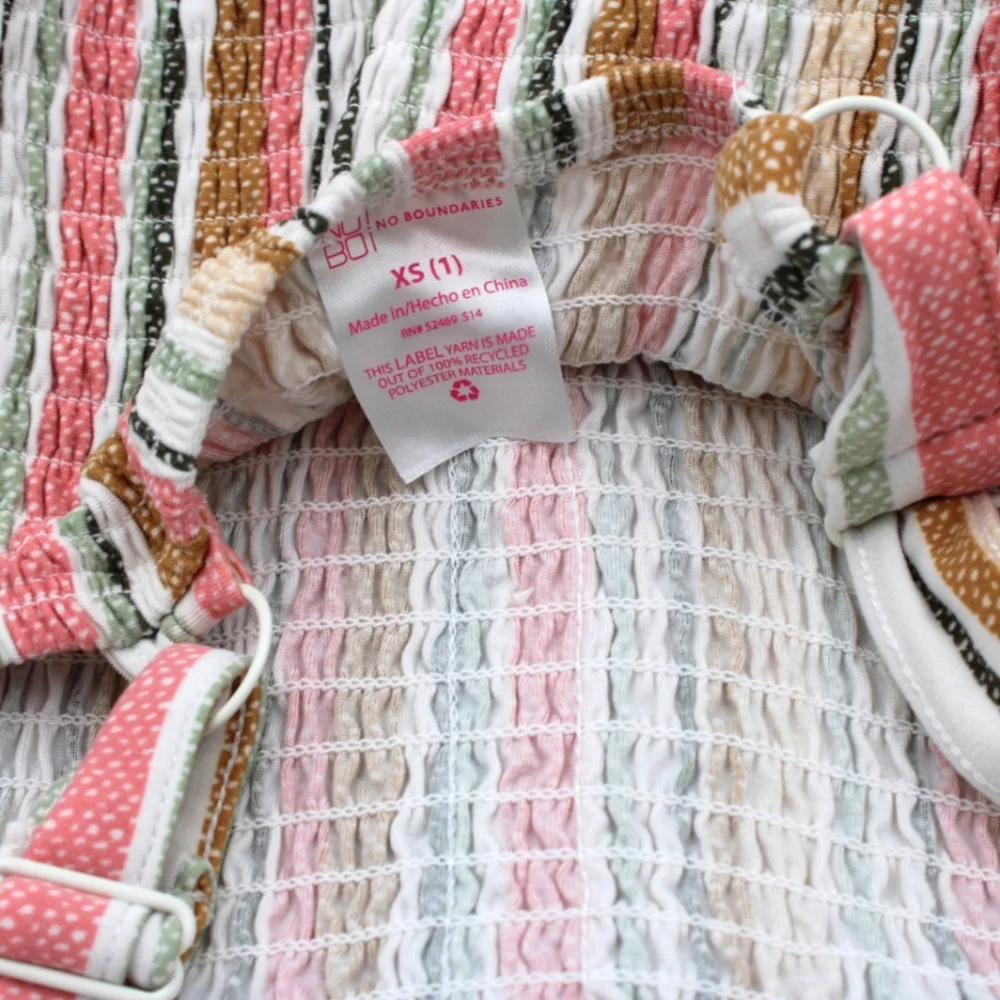 Romper Pants – White, Pink & Brown Stripes | Size XS - Picture 4 of 5